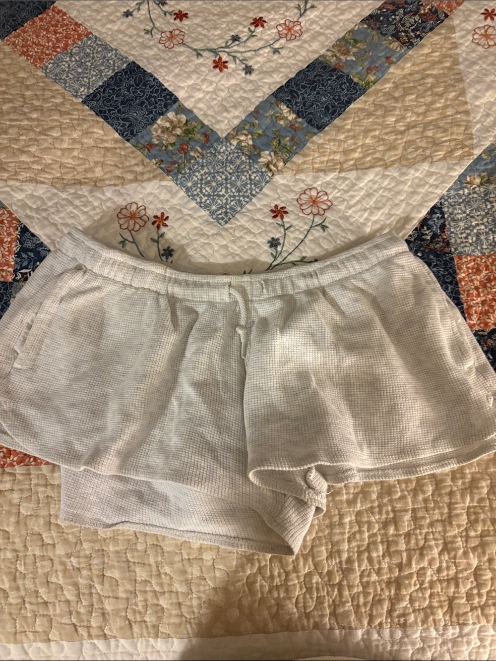 Brandy Lightweight White Waffle Knit Lounge Shorts